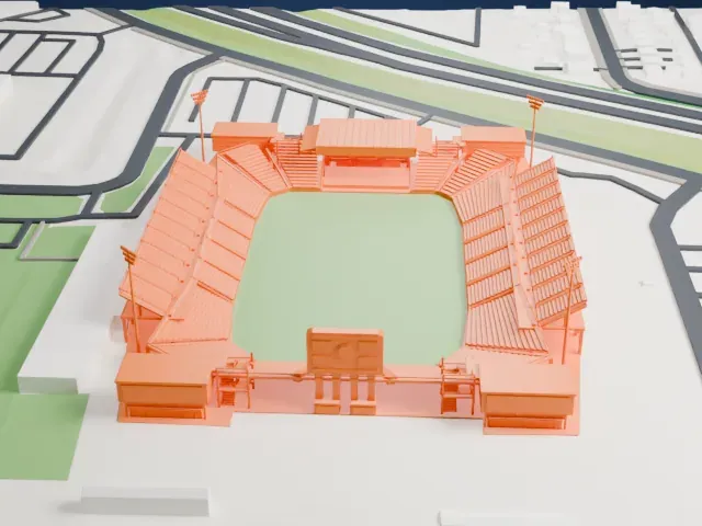 Historic Crew Stadium model, South view