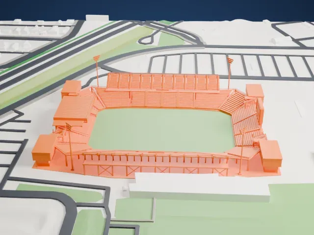 Historic Crew Stadium model, West view
