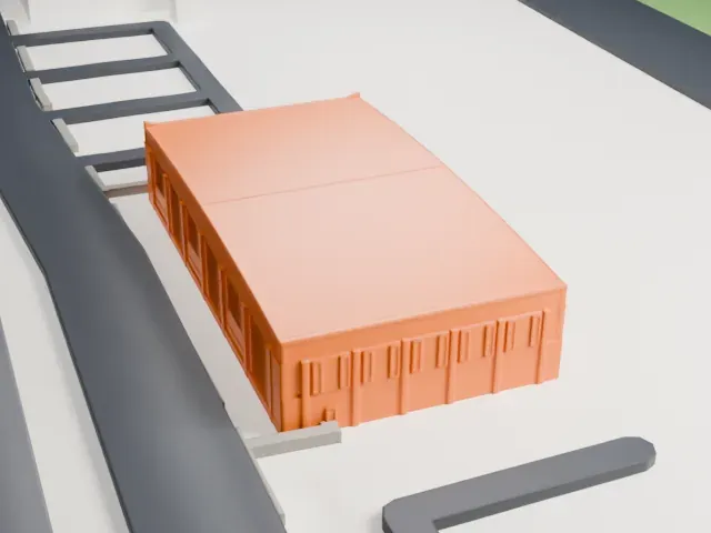 Historic Flight Foundation Hangars model, East view