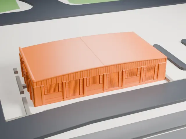 Historic Flight Foundation Hangars model, South view