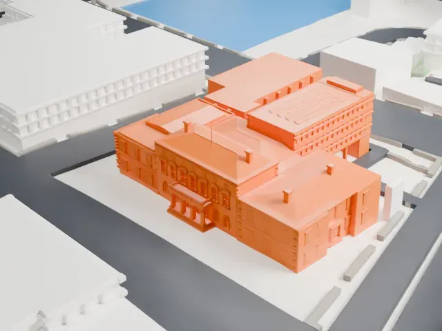 Hobart Town Hall model, West view