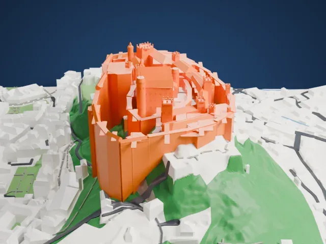 Hohensalzburg Fortress model, West view