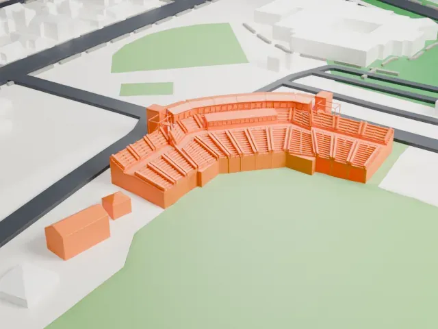 Holman Stadium model, East view