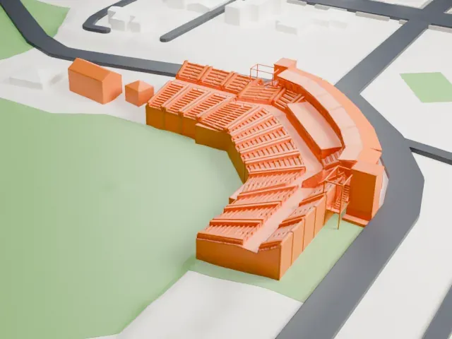 Holman Stadium model, North view