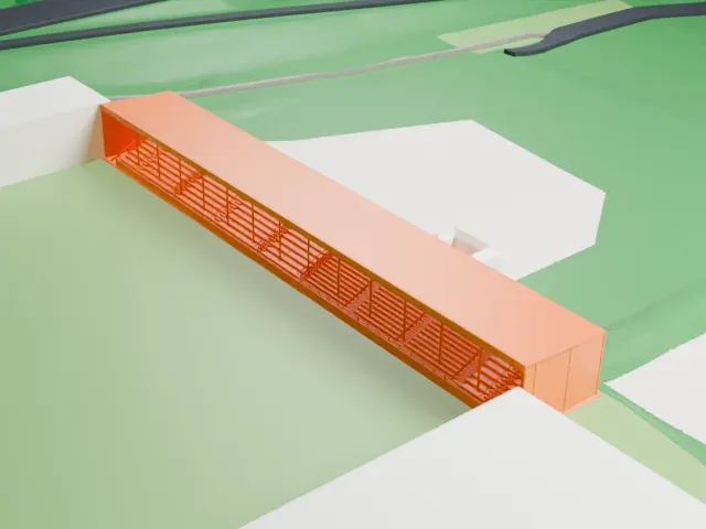 Holstein-Stadion model, East view