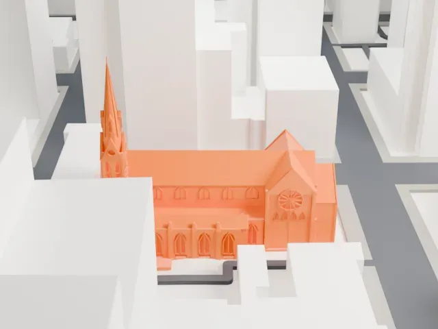 Holy Name Cathedral (Chicago) model, North view