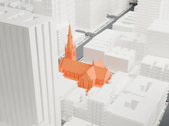 Holy Name of Jesus Roman Catholic Church model, North view