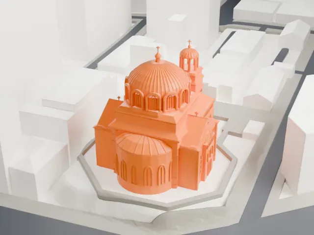 Holy Resurrection Cathedral model, East view
