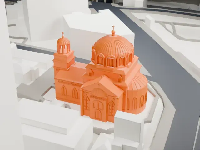 Holy Resurrection Cathedral model, South view