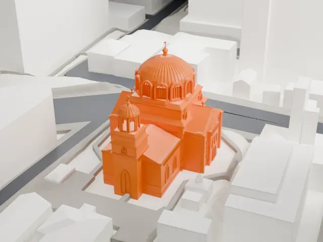 Holy Resurrection Cathedral model, West view