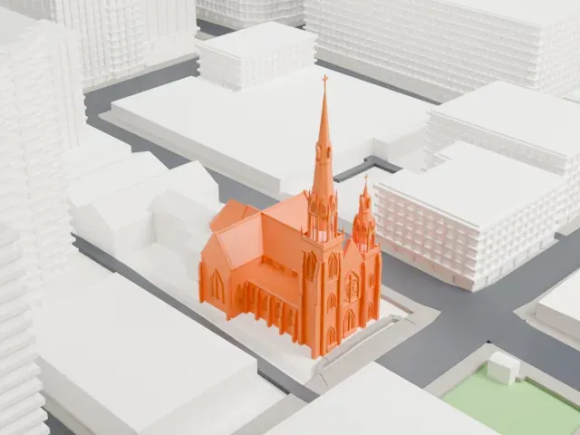 Holy Rosary Cathedral (Vancouver) model, East view