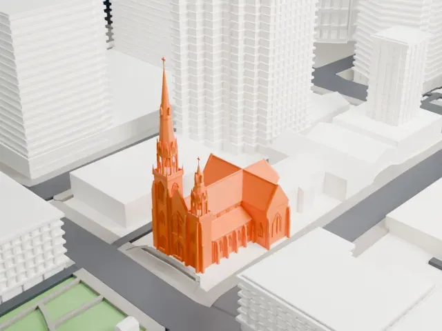 Holy Rosary Cathedral (Vancouver) model, North view