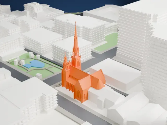 Holy Rosary Cathedral (Vancouver) model, West view