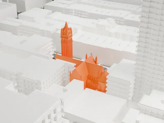 Holy Trinity Church, St. Christopher House and Parsonage model, South view