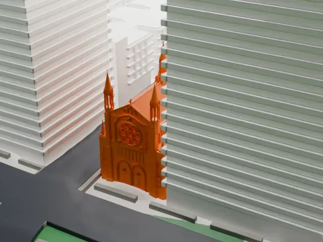 Holy Trinity Lutheran Church model, East view