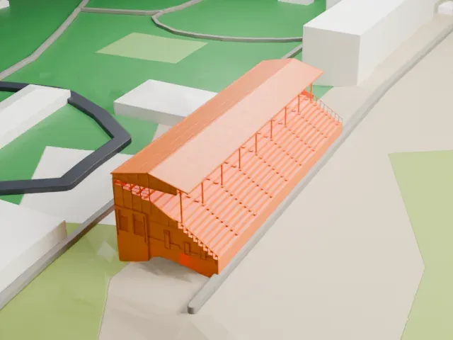 Tribune III, Hoppegarten Racecourse model, South view