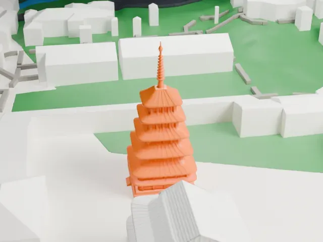 Horyu-ji model, East view