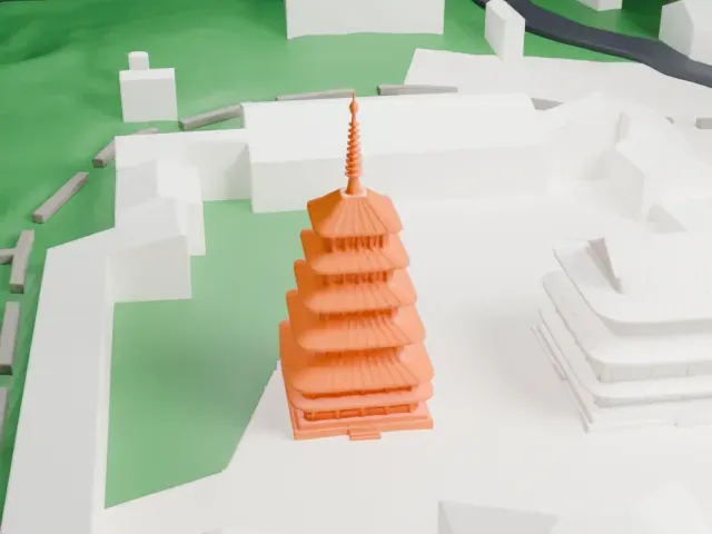 Horyu-ji model, South view