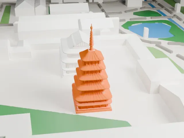 Horyu-ji model, West view