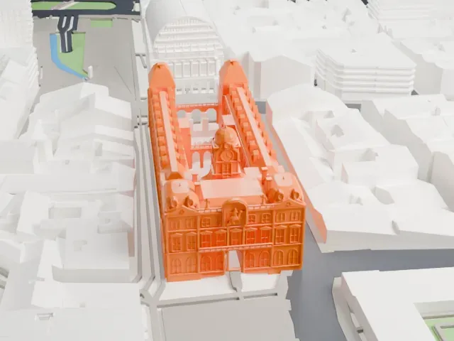 Hôtel de Ville, Lyon model, West view