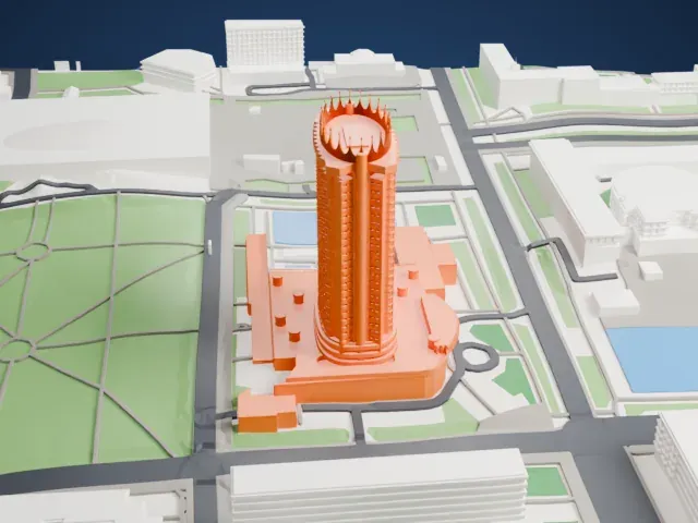 Hotel Kazakhstan model, North view