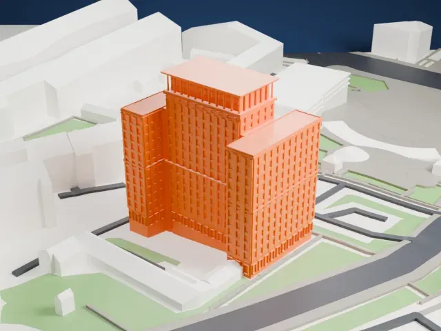 Hotel Ukraine model, East view