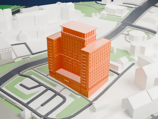Hotel Ukraine model, West view