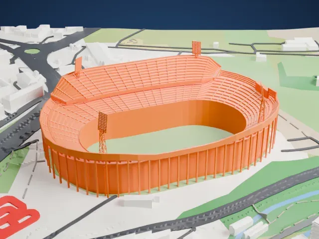 Hrazdan Stadium model, East view
