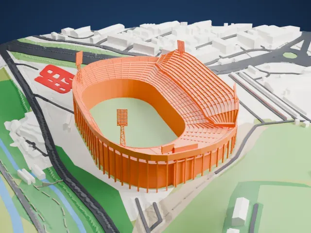 Hrazdan Stadium model, North view