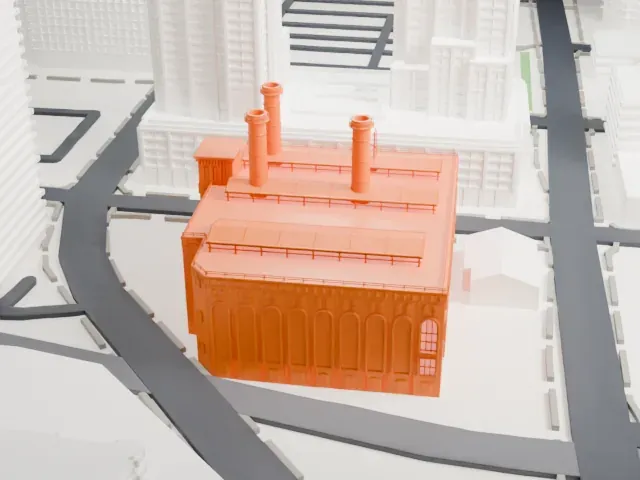 Hudson and Manhattan Railroad Powerhouse model, North view