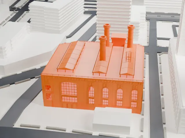 Hudson and Manhattan Railroad Powerhouse model, West view