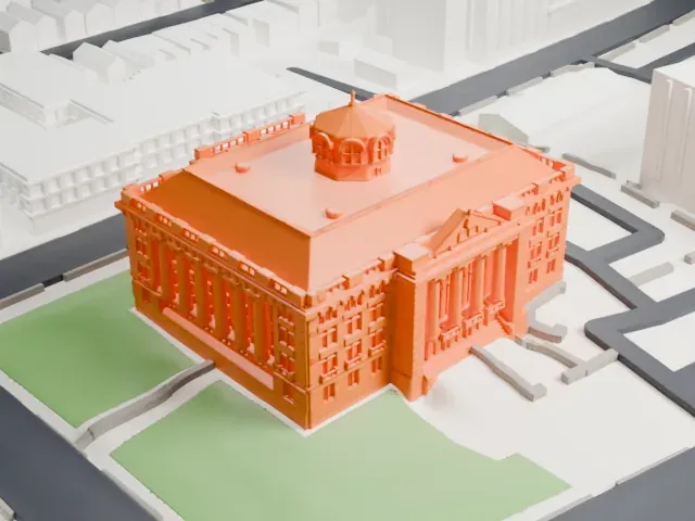 Hudson County Courthouse model, East view