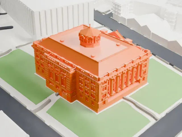 Hudson County Courthouse model, South view