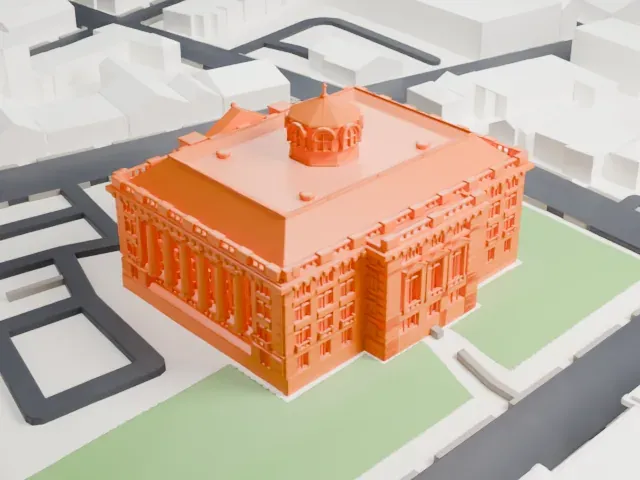 Hudson County Courthouse model, West view