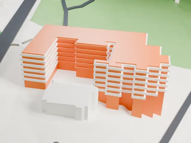 Hudson River Museum model, North view