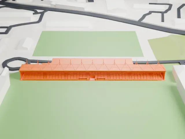 Huish Park model, East view