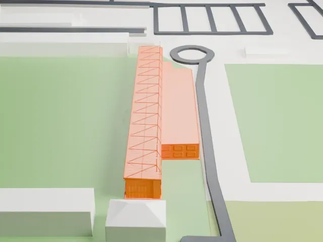 Huish Park model, North view