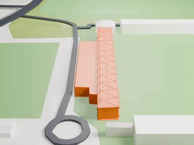 Huish Park model, South view