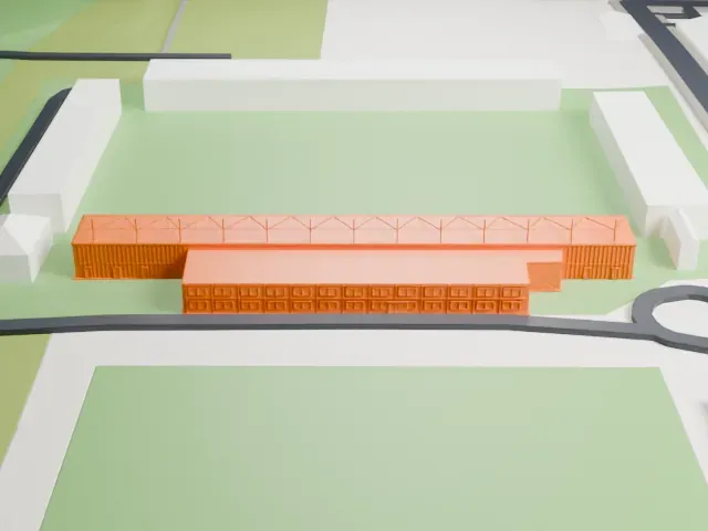 Huish Park model, West view