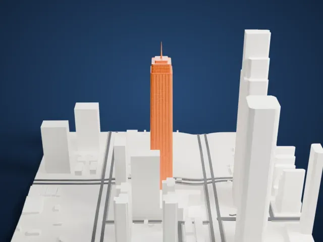 Huiyun Center model, West view