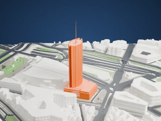 Hyatt Regency Paris Étoile model, East view