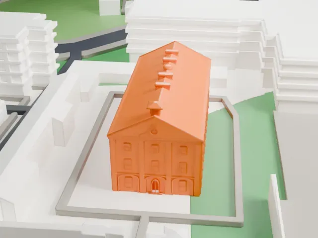Hyde Park Barracks, Sydney model, West view