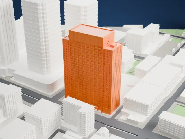 Hydro-Québec Building model, East view
