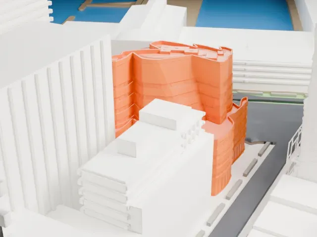 IAC Building model, East view