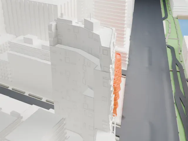 IAC Building model, North view