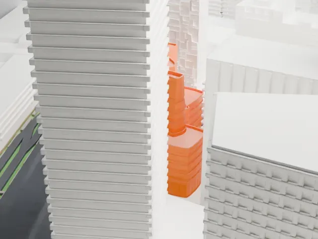 IAC Building model, South view