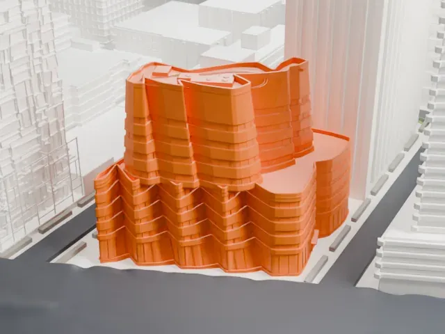 IAC Building model, West view