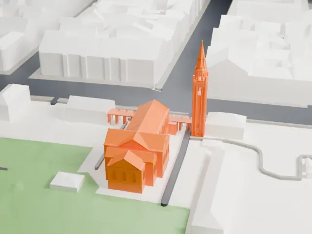 Ibn Rushd-Goethe Mosque model, North view