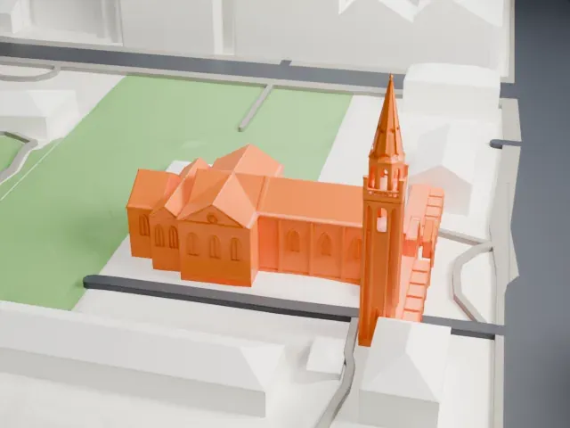 Ibn Rushd-Goethe Mosque model, West view