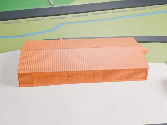 Icelandic Aviation Museum hangar model, East view